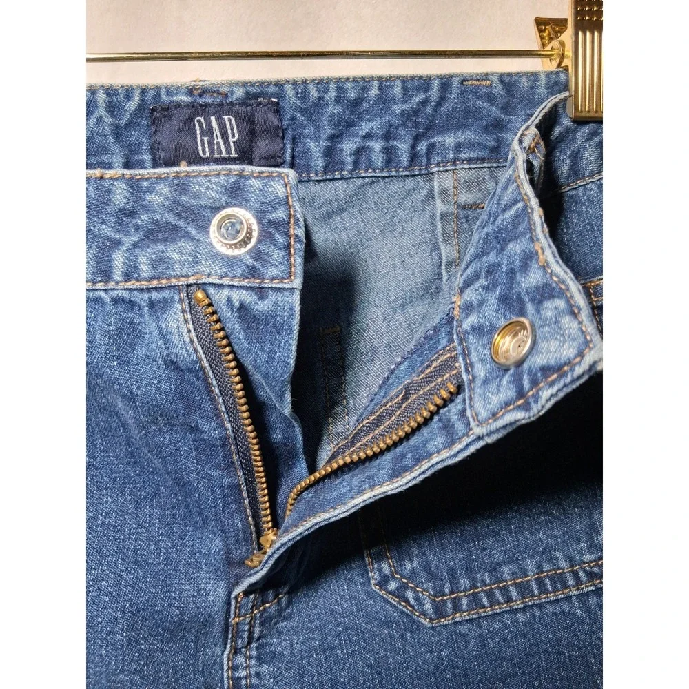 GAP Loose Mid Rise Relaxed Wide Straight Leg Sz 16 Denim Jeans Patch Pockets Y2K